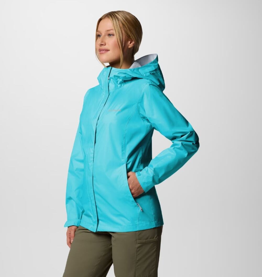 Columbia Women’s Arcadia II Rain Jacket XS Geyser Blue Hooded Waterproof NWT